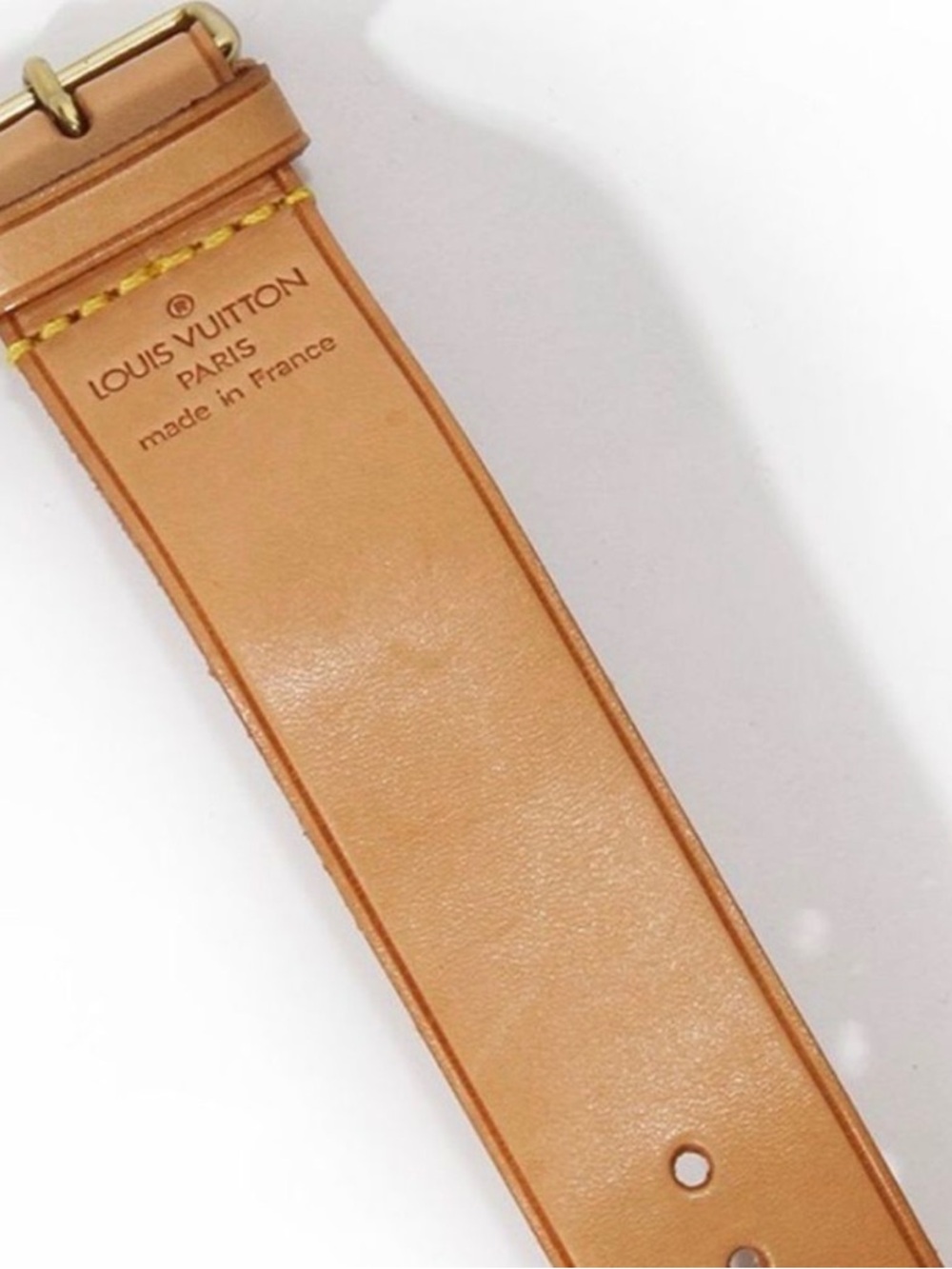 Louis Vuitton Natural Vachetta Leather Wide Cuff Bracelet Gold Buckle | France - Picture 3 of 4